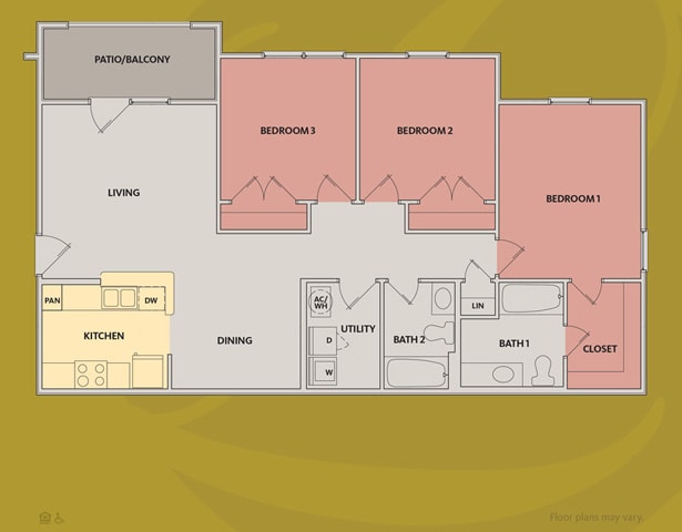Lafayette Landing Apartments One, Two and Three Bedroom Apartments in Lafayette, Tennessee three bedroom apartment floor plan