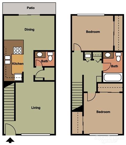 2 Bed 2 Bath Townhouse Floorplan 2 Bed 2 Bath Townhouse Floorplan at Terramonte Apartment Homes, Pomona, CA