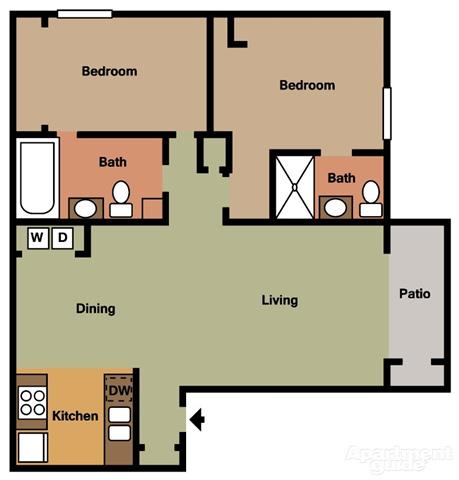 2 Bed 2 Bath A Floorplan 2 Bed 2 Bath A Floorplan at Terramonte Apartment Homes, Pomona, CA 91767