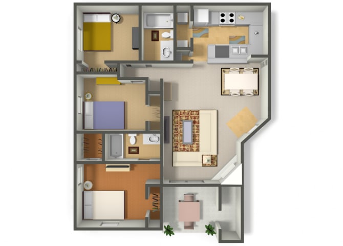Studio 1 2 Amp 3 Bedroom Floor Plans Collin Creek In