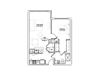 Floor Plan One bed/One bath - 712 sqft.