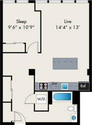 One Bedroom apartment at the lofts at gin alley