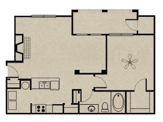 Floor Plan 1 Bedroom, 1 Bath 798 sqft