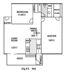 Floor Plan 2 Bedroom/1 Bath