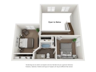 3 Bed 2 Bath Townhome 2nd Floor 3D Floor Plan 3 Bed 2 Bath Townhome 2nd Floor 3D Floor Plan