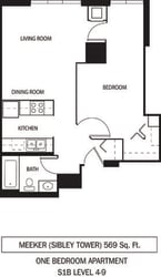Galtier Towers Meeker Floor Plan Galtier Towers Apartments in Lowertown, St. Paul, MN 1 Bedroom 1 Bath Apartment