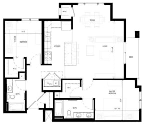 Gabella at Parkside Greenleaf Floor Plan Gabella at Parkside Apartments in Apple Valley, MN Two Bedroom Two Bathroom Floor Plan
