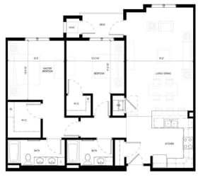 Gabella at Parkside Grove Floor Plan Gabella at Parkside Apartments in Apple Valley, MN Two Bedroom Two Bathroom Floor Plan