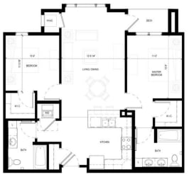 Gabella at Parkside Heritage Floor Plan Gabella at Parkside Apartments in Apple Valley, MN Two Bedroom Two Bathroom Floor Plan