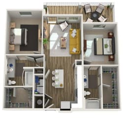 B1.1- 1033-1151 sf 3D Two Bedroom|Two Bath 1033-1151 sf at The Westhouse, Fort Worth, TX 76244