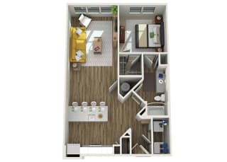 A3- 909 sf 3D One Bedroom|One Bath 909 sf at The Westhouse, Fort Worth, TX 76244