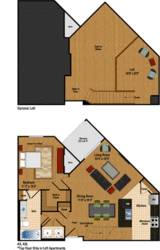 Floor Plan 1 Bed + Loft, 1 Bath 854 SF AL1