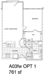 Floor Plan 1 Bedroom, 1 Bath 761 SF A3.5