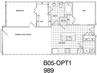 Floor Plan 1 Bedroom+ Den, 1 Bath 988 SF B5.1