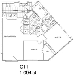 Floor Plan 2 Bedroom, 2 Bath 1094 SF C11