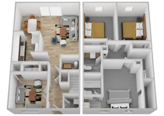 Floor Plan Three Bedroom Two and a Half Bath Townhome