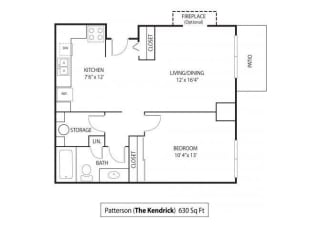 The Kendrick Patterson Floor Plan The Kendrick Apartments For Rent in St. Paul, MN 1 Bedroom 1 Bath