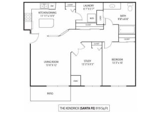The Kendrick Sante Fe Floor Plan The Kendrick Apartments For Rent in St. Paul, MN 1 Bedroom 1 Bath Plus Den