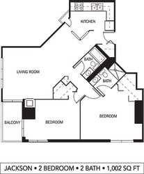 Galtier Towers Jackson Floor Plan Galtier Towers Apartments in Lowertown, St. Paul, MN 2 Bedroom 2 Bath Apartment