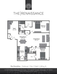 The Portifono 2 Bed 2 Bath Floor Plan The Portifono 2 Bed 2 Bath Floor Plan at Renaissance at the Power Building, Cincinnati, 45202