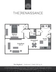 The Raphael 1 Bed 1 Bath Floor Plan The Raphael 1 Bed 1 Bath Floor Plan at Renaissance at the Power Building, Cincinnati, 45202