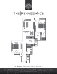 The Galileo 2 Bed 2 Bath Floor Plan The Galileo 2 Bed 2 Bath Floor Plan at Renaissance at the Power Building, Cincinnati