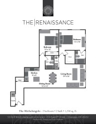 The Michaelangelo 2 Bed 2 Bath Floor Plan The Michaelangelo 2 Bed 2 Bath Floor Plan at Renaissance at the Power Building, Ohio, 45202
