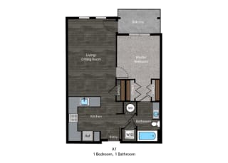 Patterson-1 Bed Floor Plan Patterson-1 Bed Floor Plan at The Edition, Hyattsville, 20782