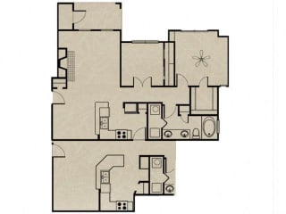 Floor Plan 2 Bedroom, 2 Bath 1000 sqft