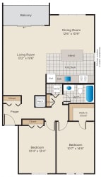 Floor Plan 2 Bedroom, 1 Bath - Renovated