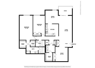 Floor Plan 2BR-2BA Den - BD2