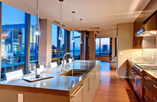 Open Concept Floor Plan Kitchen Island at The Bravern in Bellevue, WA