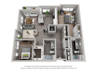 Tower McCutcheon ABB4C Floor Plan Floor Plan Residences at CityWay Apartments in Indianapolis