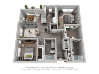 Letinsky Tower ABB5 Floor Plan Floor Plan Residences at CityWay Apartments in Indianapolis