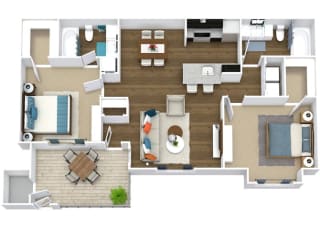 2 Bedroom 2 Bathroom Floor Plan