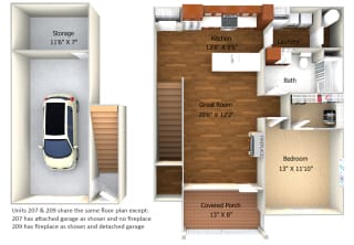 Apartment 207 and 209 Floor Plan Apartment 207 and 209 Floor Plan at Cedar Place Apartments, Cedarburg, 53012