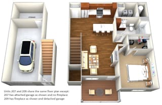 Apartment 207 and 209 1 Bedroom 1 Bath Floor Plan Apartment 207 and 209 1 Bedroom 1 Bath Floor Plan at Cedar Place Apartments, Cedarburg, WI, 53012