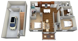 2 Bedroom/2 Bath (1237 sf) Floor Plan 2 Bedroom/2 Bath (1237 sf) Floor Plan at Cedar Place Apartments, Cedarburg, 53012