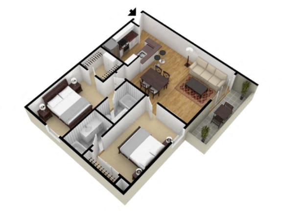 2 Bed 2 Bath Floor Plan 2 Bed 2 Bath Floor Plan