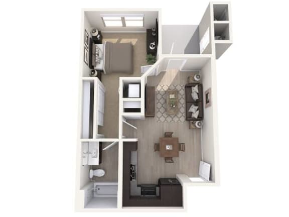 A1 592 SqFt Floor Plan A1 592 SqFt Floor Plan at The Premiere at Eastmark Apartments, P.B. BELL, Mesa