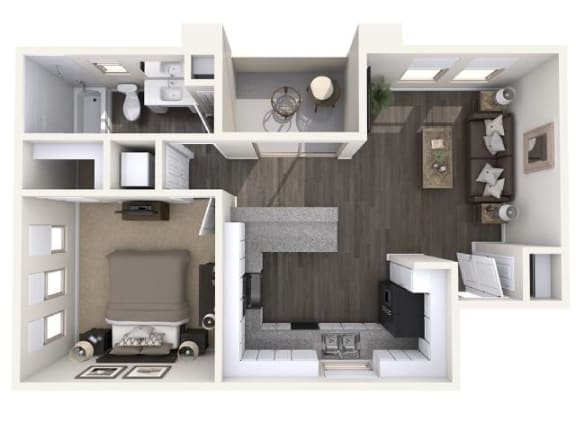 A2 630 SqFt Floor Plan A2 630 SqFt Floor Plan at The Premiere at Eastmark Apartments, P.B. BELL, Arizona