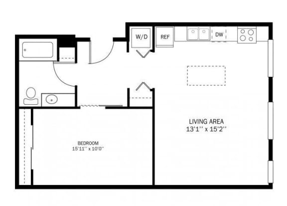 Kellogg Square Idol Floor Plan Kellogg Square Apartments in St. Paul, MN 1 Bedroom 1 Bath Apartment