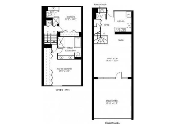 Kellogg Square Jackson Townhouse Floor Plan Kellogg Square Apartments in St. Paul, MN 2 Bedroom 2 Bath Townhouse