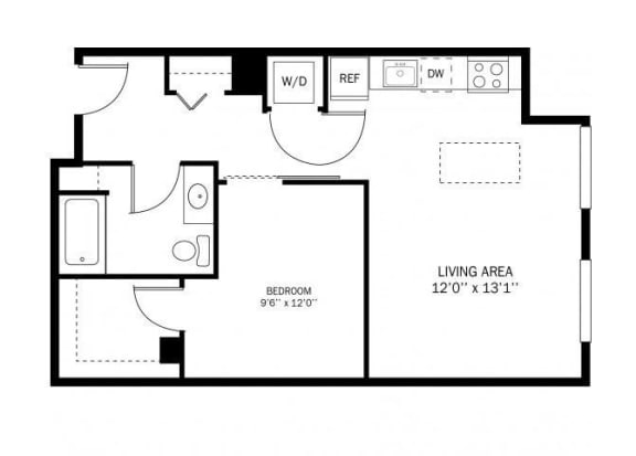 Kellogg Square Kudos Floor Plan Kellogg Square Apartments in St. Paul, MN 1 Bedroom 1 Bath Apartment
