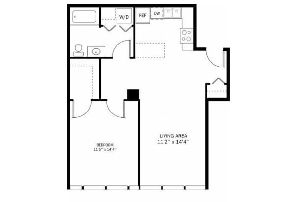 Kellogg Square Prelude Floor Plan Kellogg Square Apartments in St. Paul, MN 1 Bedroom 1 Bath Apartment