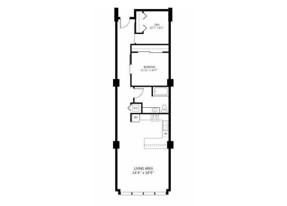 Kellogg Square Quip Floor Plan Kellogg Square Apartments in St. Paul, MN 1 Bedroom Den 1 Bath Apartment
