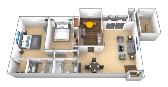Towson area 2 bedroom 2 bath floor plan Cromwell Valley 2 bedroom 2 bath floor plan