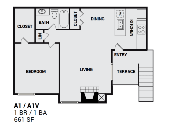 A1UTownbluff A1UTownbluff floor plan with one bedroom apartment