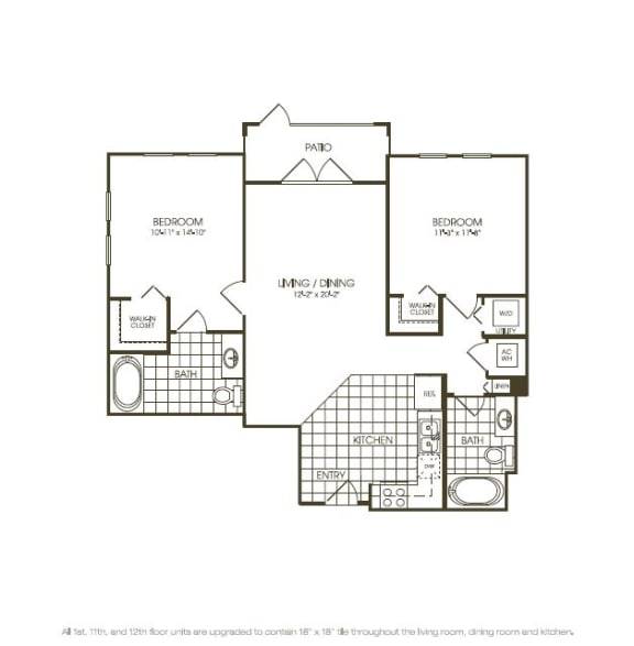 Two Bedroom Floor plan aerial