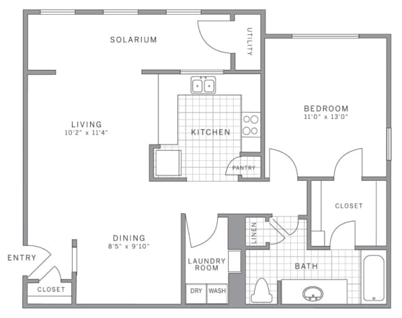 A2 Solarium Floor Plan A2 Solarium Floor Plan at AVE Somerset, Somerset, New Jersey